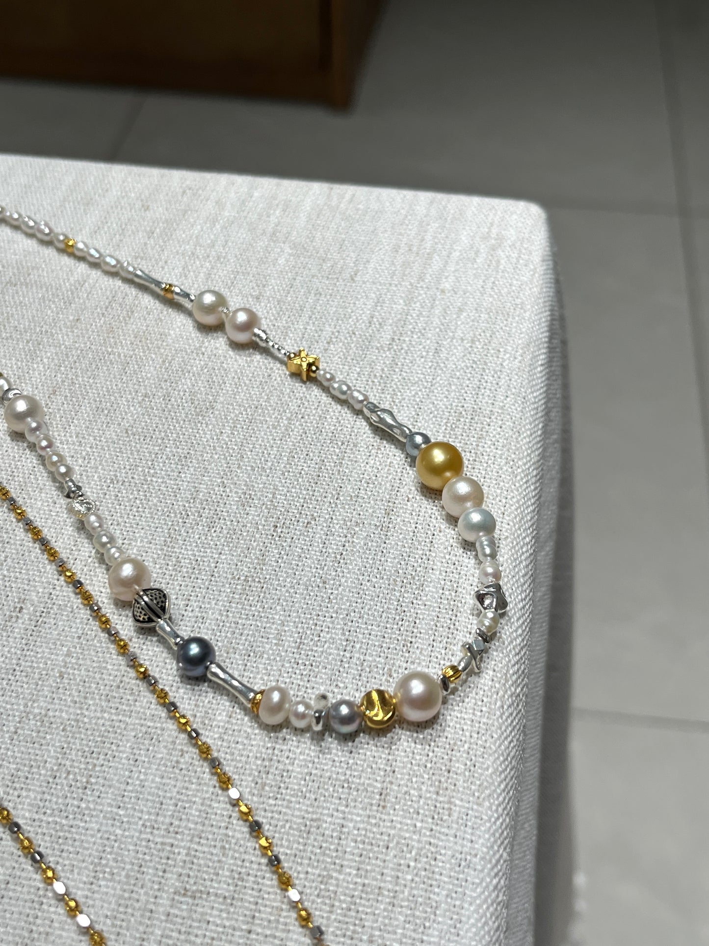 FURINA JEWELRY Original South Sea Gold Pearl, Tahitian, and Natural Baroque Pearl Necklace - A Unique, Contrasting Color, High-End and Stylish Neck Chain