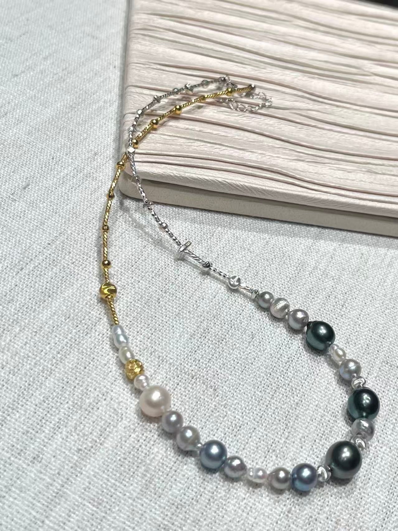 FURINA JEWELRY Pearl necklace for women, featuring large-scale sea-inspired Tahitian pearls. It is a light and luxurious, high-end original design.