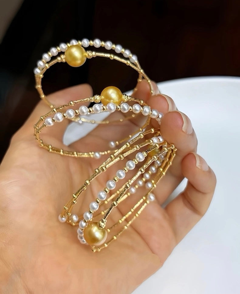 FURINA JEWELRY 18k gold South Sea golden pearl freshwater AK pearl bracelet saltwater pearl high-end original design
