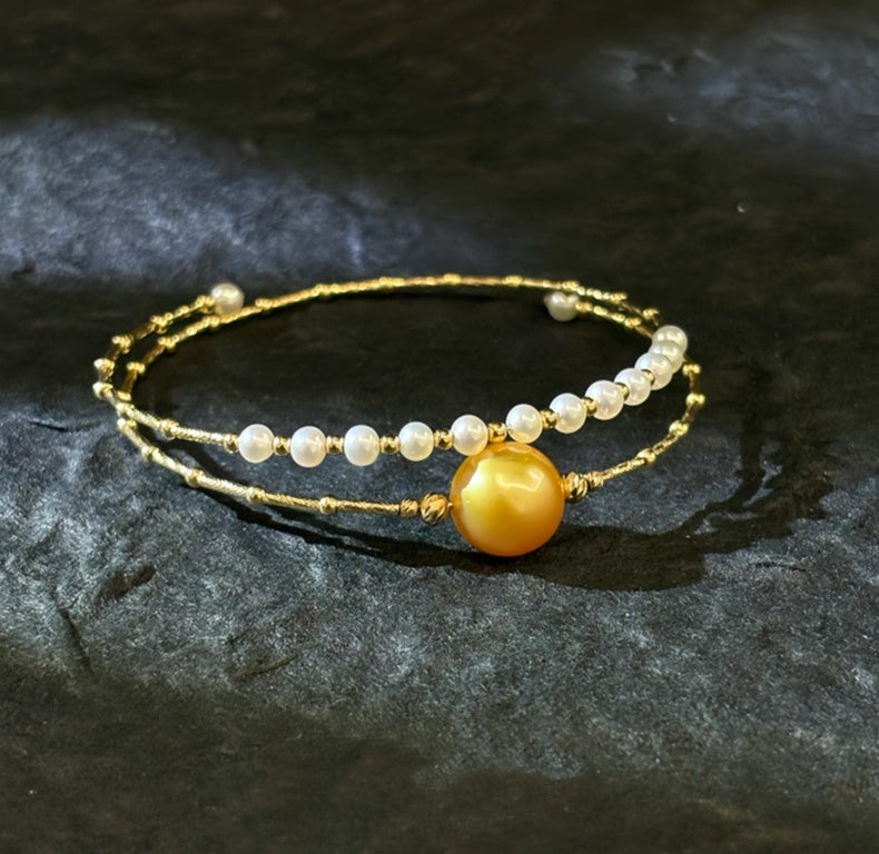 FURINA JEWELRY 18k gold South Sea golden pearl freshwater AK pearl bracelet saltwater pearl high-end original design