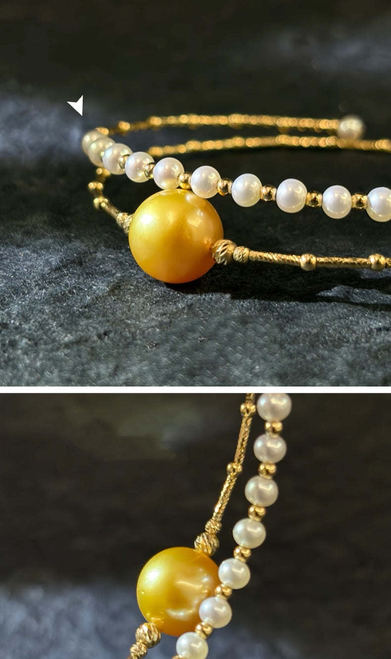 FURINA JEWELRY 18k gold South Sea golden pearl freshwater AK pearl bracelet saltwater pearl high-end original design