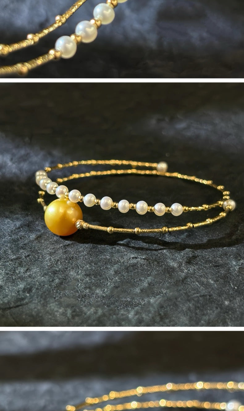 FURINA JEWELRY 18k gold South Sea golden pearl freshwater AK pearl bracelet saltwater pearl high-end original design