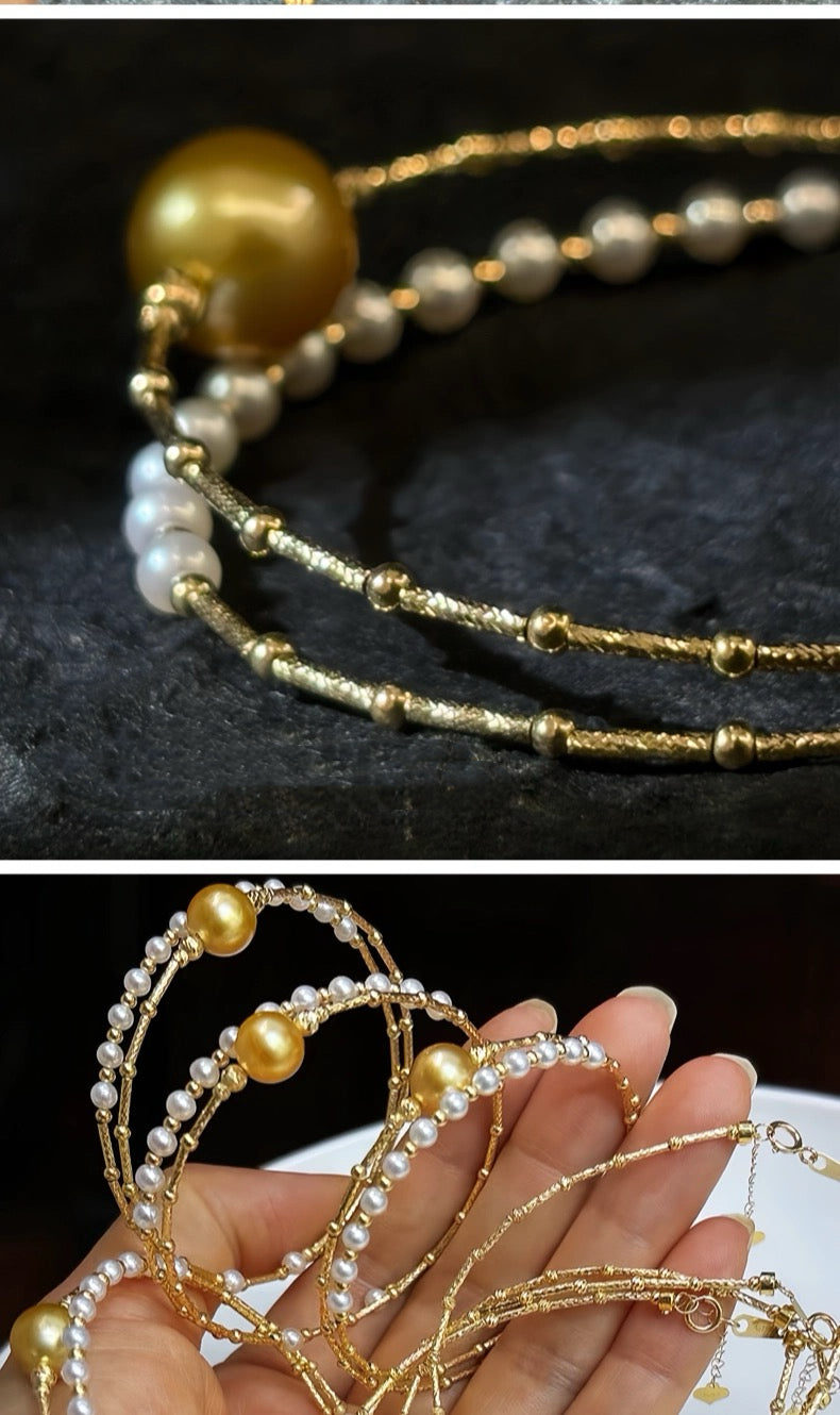 FURINA JEWELRY 18k gold South Sea golden pearl freshwater AK pearl bracelet saltwater pearl high-end original design