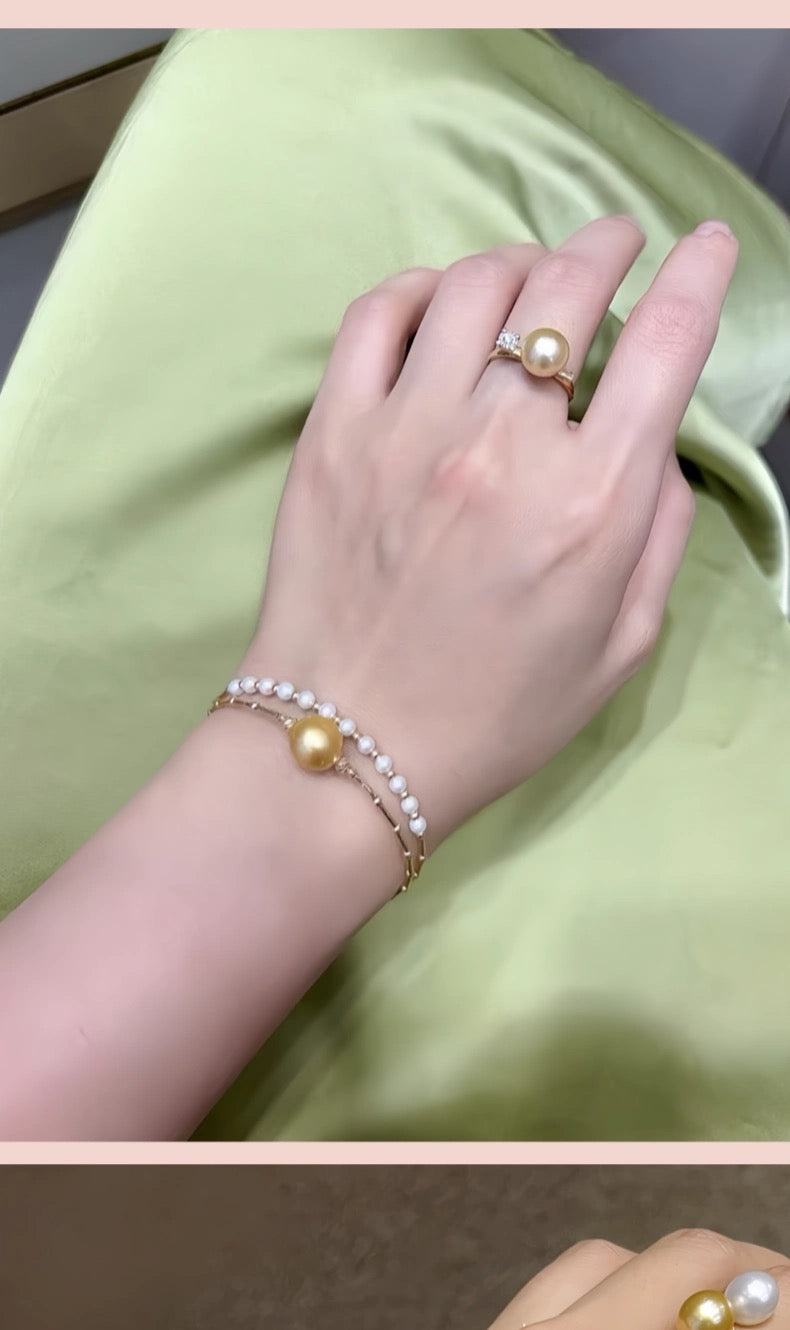 FURINA JEWELRY 18k gold South Sea golden pearl freshwater AK pearl bracelet saltwater pearl high-end original design