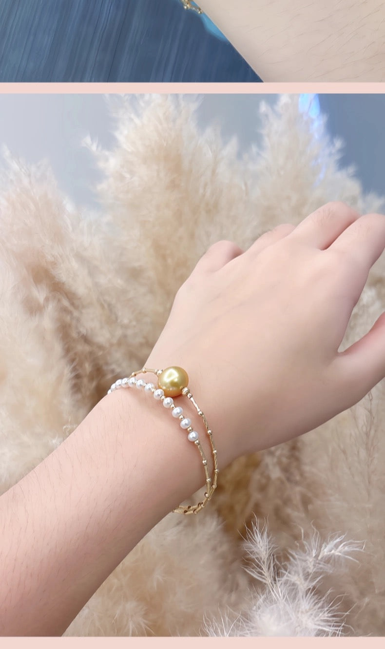 FURINA JEWELRY 18k gold South Sea golden pearl freshwater AK pearl bracelet saltwater pearl high-end original design