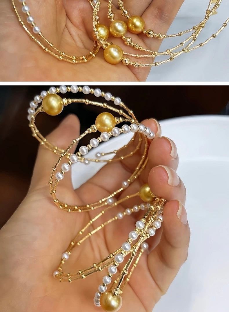 FURINA JEWELRY 18k gold South Sea golden pearl freshwater AK pearl bracelet saltwater pearl high-end original design