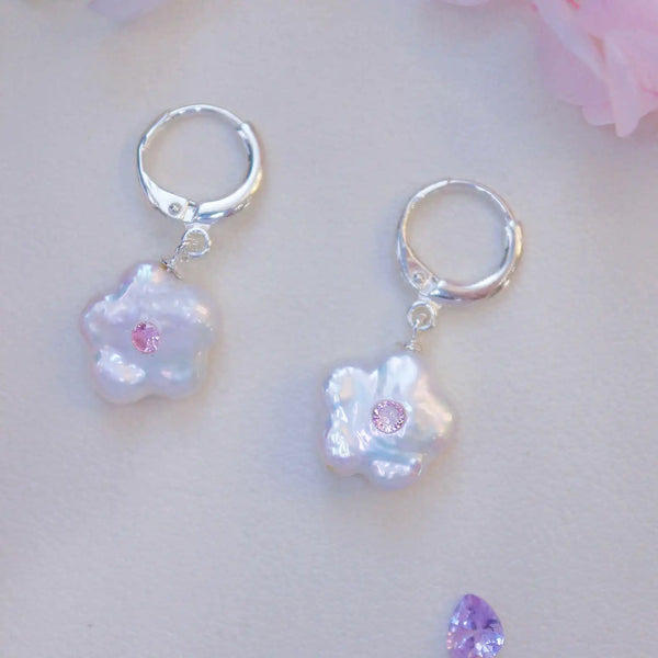 FURINA JEWELRY Starry Pearl Powder Stone Earrings (AA)