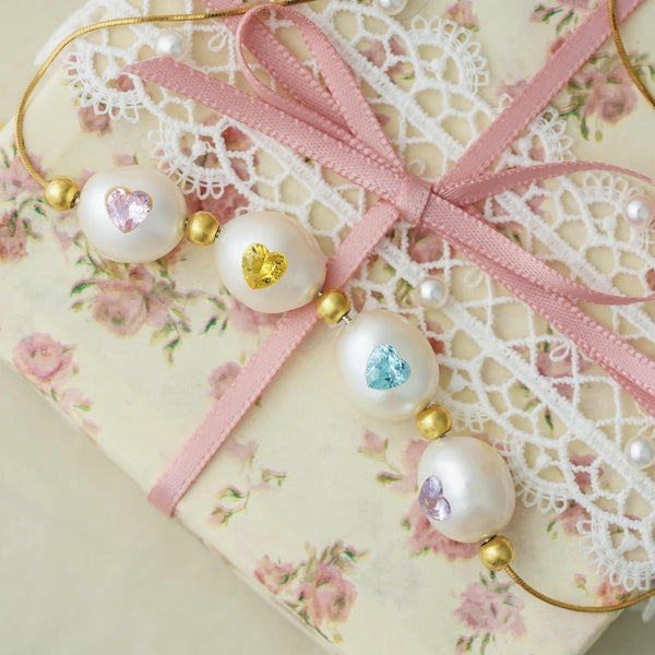 FURINA JEWELRY Candy's Allure Original Natural Baroque Pearls and Diamonds Necklace(AA)