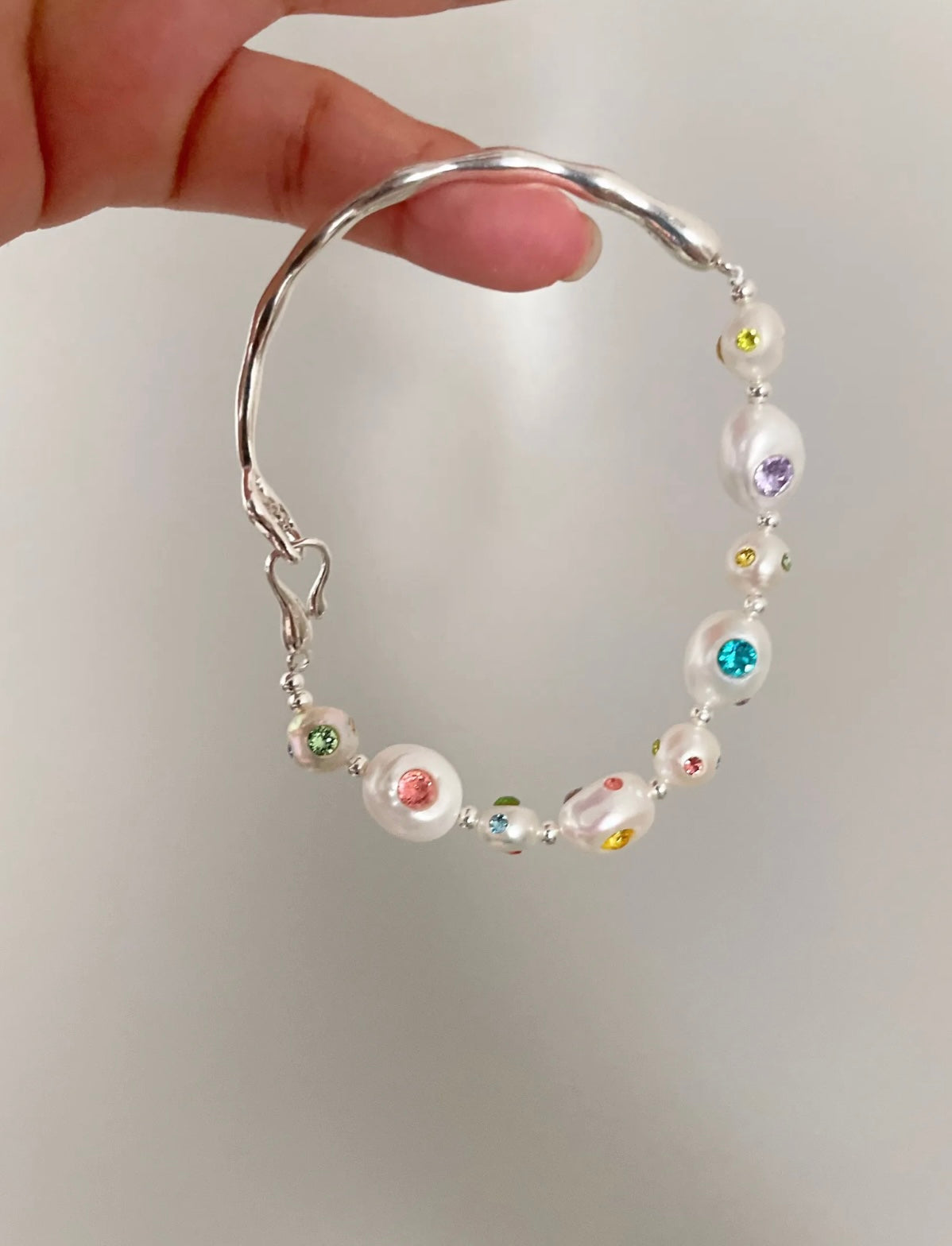 Furina Original natural Baroque freshwater Pearl bracelet 925S silver chain