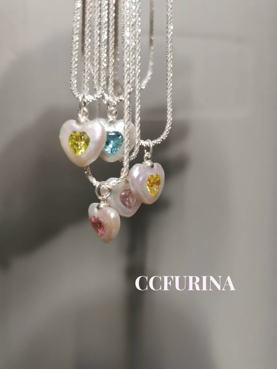 FURINA JEWELRY Baroque Heart Pearl and Gemstone Necklace in Sterling Silver