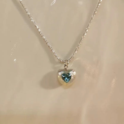 FURINA JEWELRY Baroque Heart Pearl and Gemstone Necklace in Sterling Silver