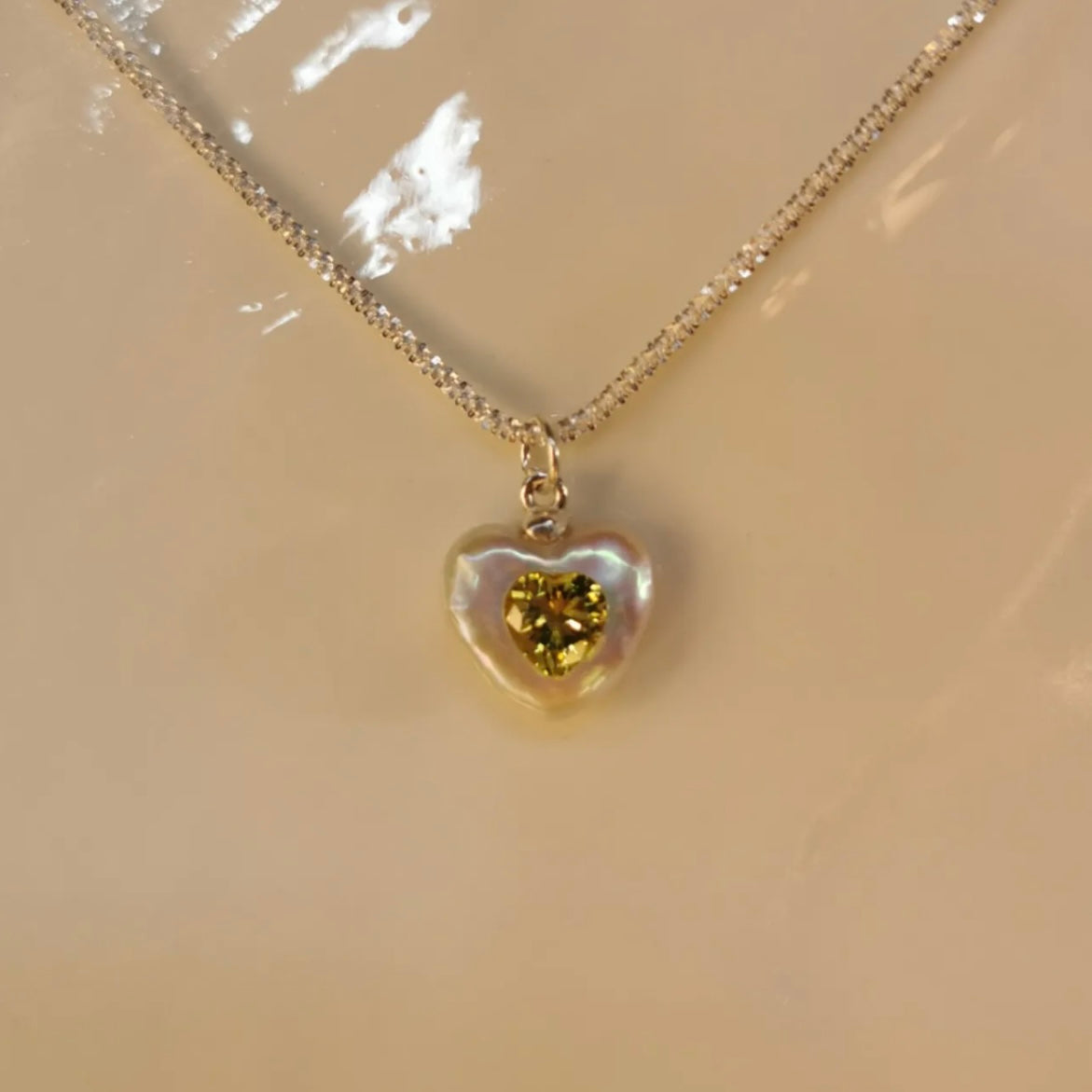 FURINA JEWELRY Baroque Heart Pearl and Gemstone Necklace in Sterling Silver