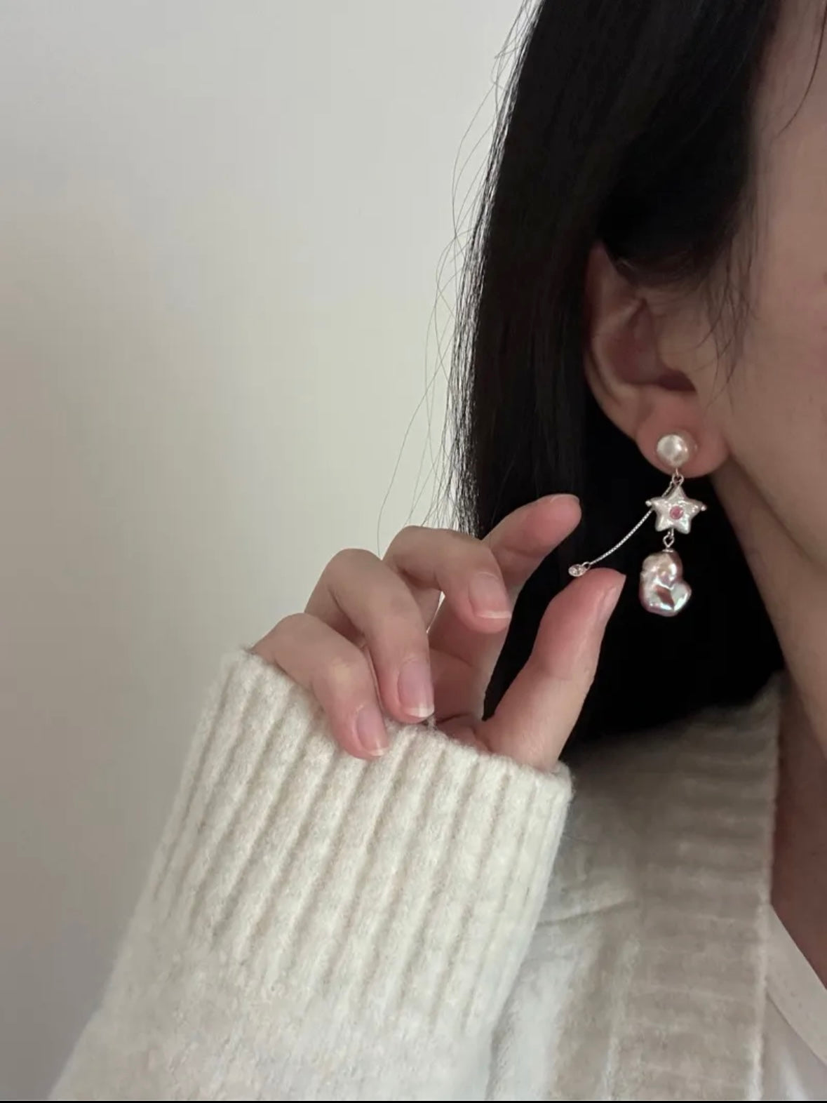 Furina Candy Stars . Colorful Baroque Pearl Austrian Crystal Asymmetrical Earrings