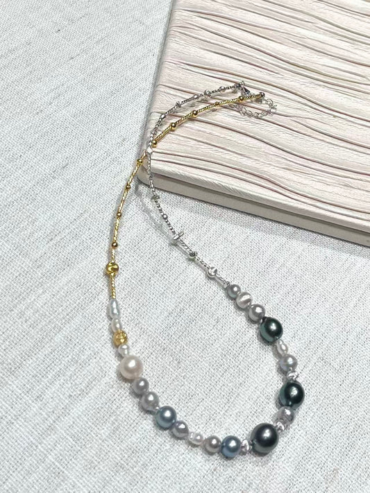FURINA JEWELRY Pearl necklace for women, featuring large-scale sea-inspired Tahitian pearls. It is a light and luxurious, high-end original design.
