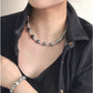 FURINA JEWELRY 925 silver sea pearl Tahitian black pearl rope-shaped pendant necklace, bracelet, bangle, stud earring set - original design
