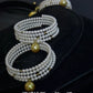 FURINA JEWELRY 18k gold NanYang gold bead freshwater AK pearl bracelet with double rings and multiple layers of natural pearls. Original design.
