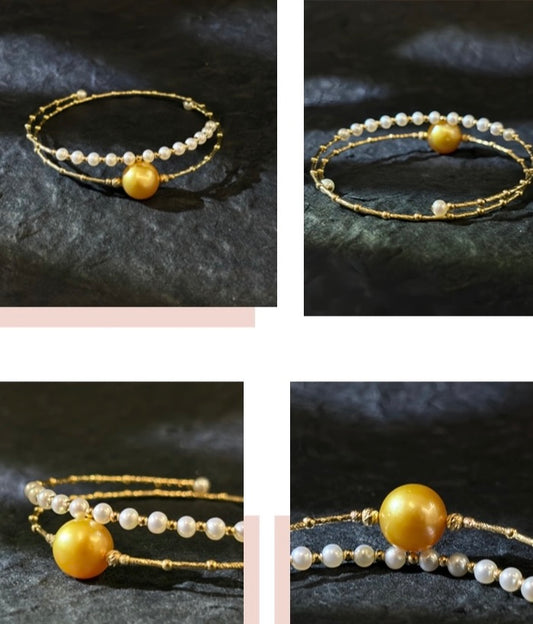FURINA JEWELRY 18k gold South Sea golden pearl freshwater AK pearl bracelet saltwater pearl high-end original design