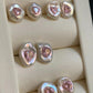FURINA JEWELRY Double heart inlaid natural freshwater keshi pearls earrings