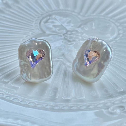 FURINA JEWELRY  Love Crystal Square Baroque s925 Silver Earrings