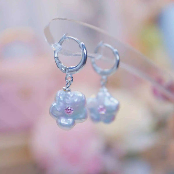 FURINA JEWELRY Starry Pearl Powder Stone Earrings (AA)