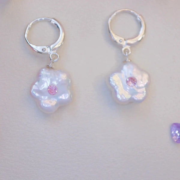 FURINA JEWELRY Starry Pearl Powder Stone Earrings (AA)