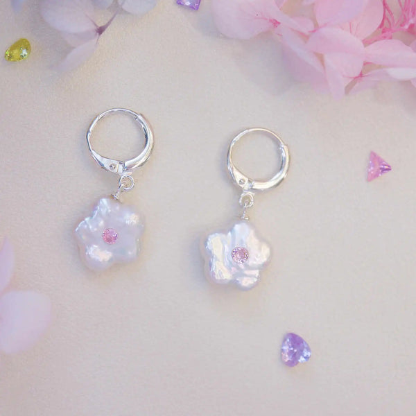 FURINA JEWELRY Starry Pearl Powder Stone Earrings (AA)