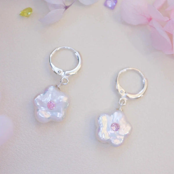 FURINA JEWELRY Starry Pearl Powder Stone Earrings (AA)