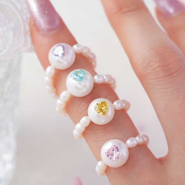 FURINA JEWELRY Dreams of Princess Original Natural Baroque Pearls and Diamonds Ring(AA)