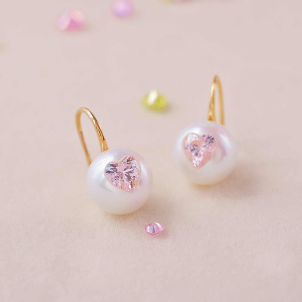 FURINA JEWELRY Blossom's Tears Original Natural Baroque Pearls and Diamonds Ear Hooks(AA)
