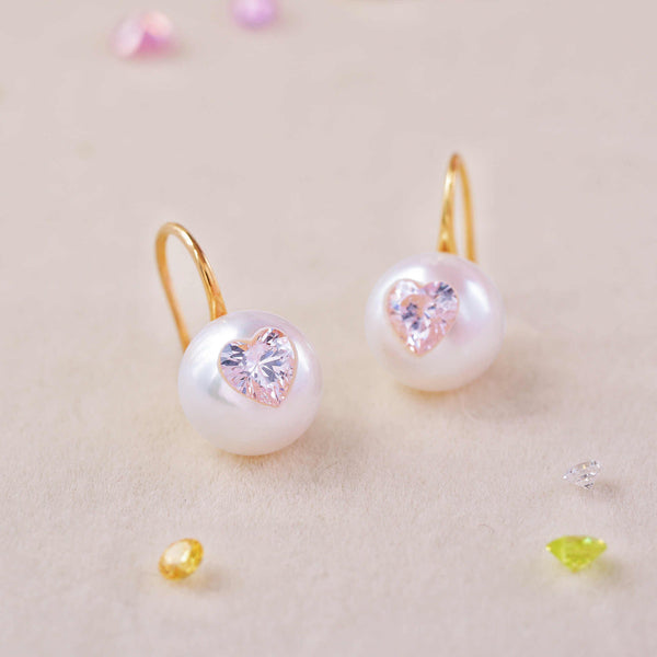 FURINA JEWELRY Blossom's Tears Original Natural Baroque Pearls and Diamonds Ear Hooks(AA)