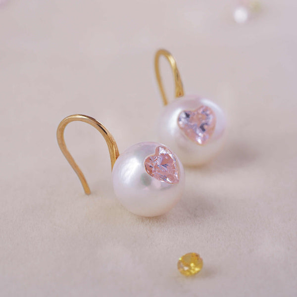 FURINA JEWELRY Blossom's Tears Original Natural Baroque Pearls and Diamonds Ear Hooks(AA)