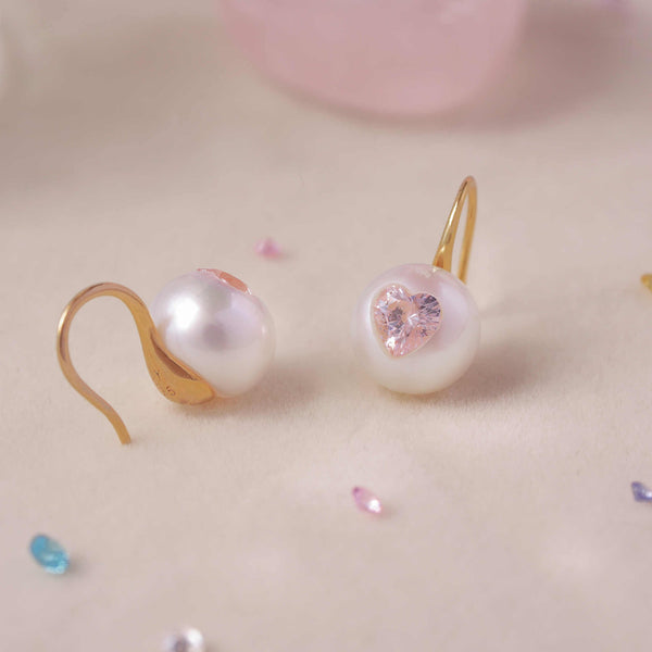 FURINA JEWELRY Blossom's Tears Original Natural Baroque Pearls and Diamonds Ear Hooks(AA)