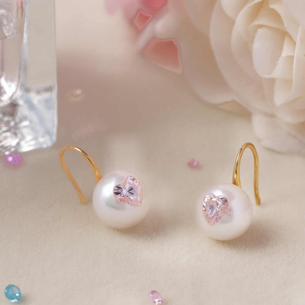 FURINA JEWELRY Blossom's Tears Original Natural Baroque Pearls and Diamonds Ear Hooks(AA)