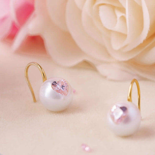 FURINA JEWELRY Blossom's Tears Original Natural Baroque Pearls and Diamonds Ear Hooks(AA)