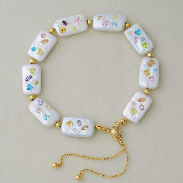 FURINA JEWELRY Gem's Enchanted Garden Original Natural Baroque Pearls and Diamonds Bracelet(AA)