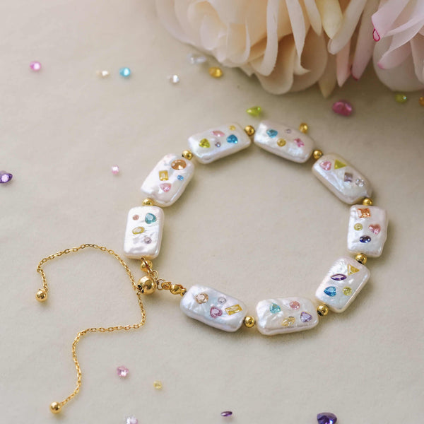 FURINA JEWELRY Gem's Enchanted Garden Original Natural Baroque Pearls and Diamonds Bracelet(AA)