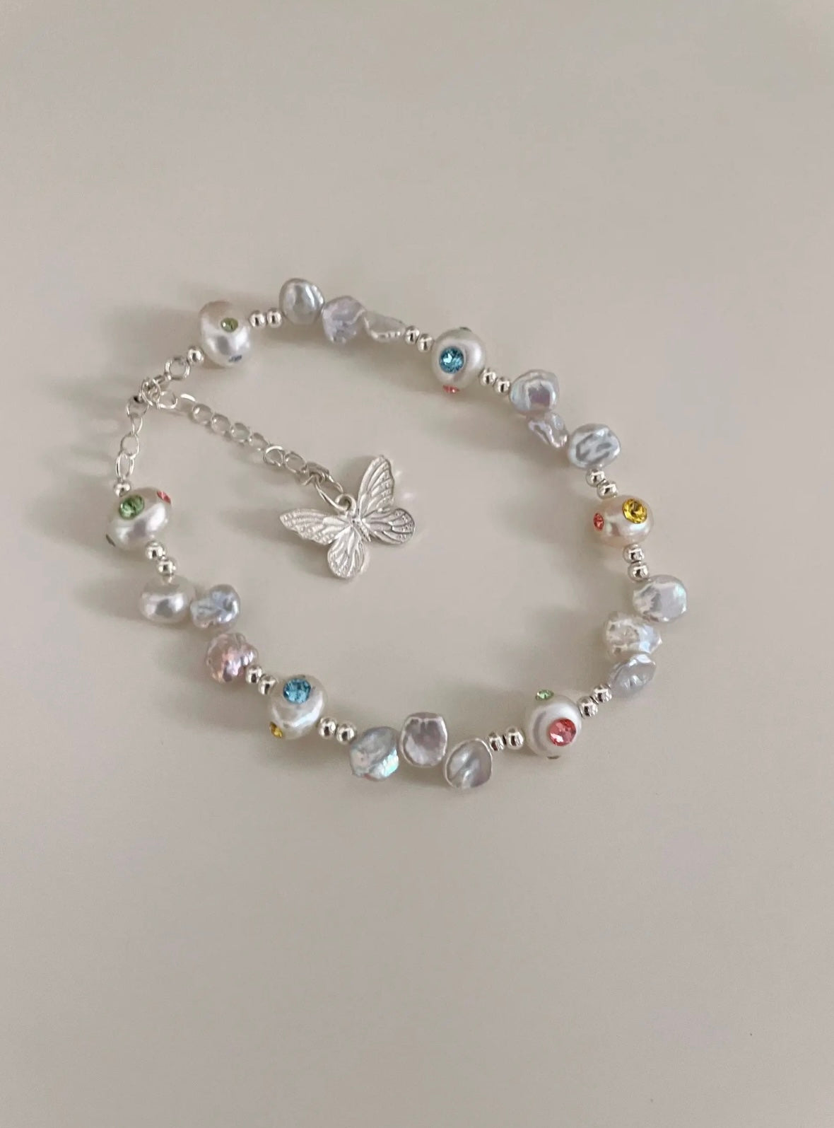 Furina Original natural Baroque freshwater Pearl bracelet 925S silver chain