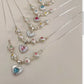 《CCFURINA》Natural freshwater pearl inlaid with heart gemstone star collarbone chain 925S silver chain
