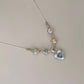 《CCFURINA》Natural freshwater pearl inlaid with heart gemstone star collarbone chain 925S silver chain