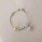 《CCFURINA》Natural freshwater pearl inlaid with heart gemstone star collarbone bracelet 925S silver chain